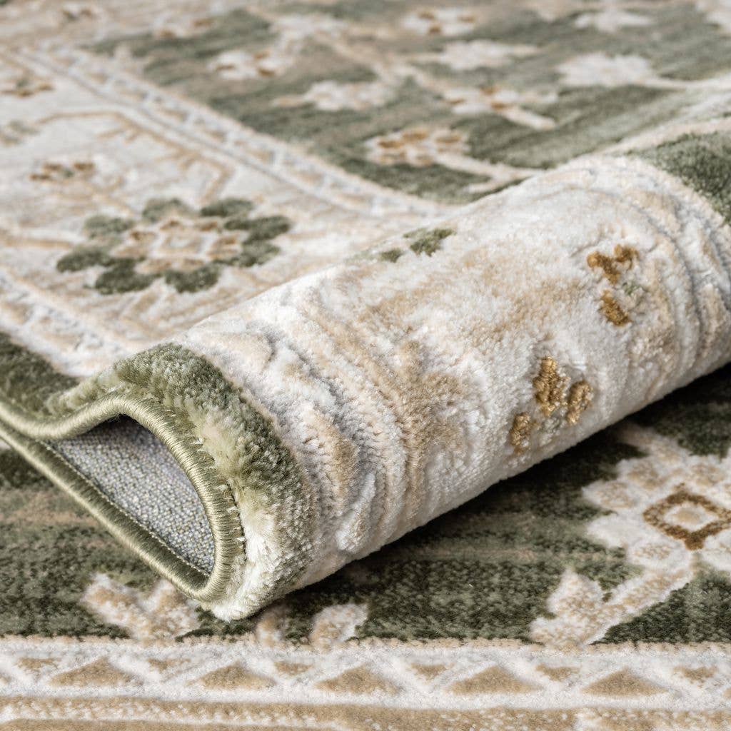 Abani Rugs Ivy Vintage Green Floral Area Rug: 5'3" x 7'6"