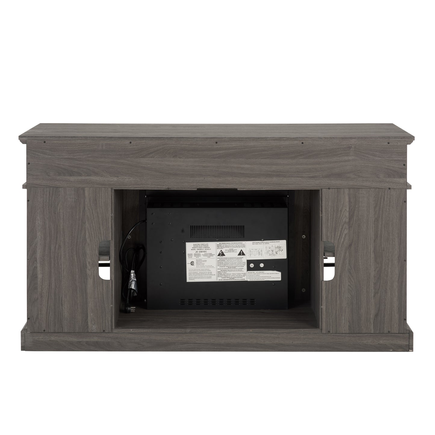 Classic TV Media Stand Modern Entertainment Console with 23" Fireplace Insert for TV Up to 65" with Open and Closed Storage Space, Dark Walnut/Black, 58.25"W*15.75"D*32"H