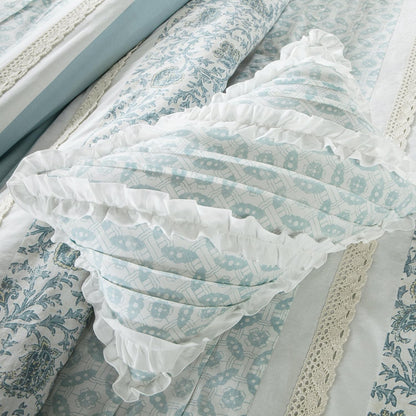 Aqua Blue Queen Size 9 pc. Shabby Chic Comforter Set