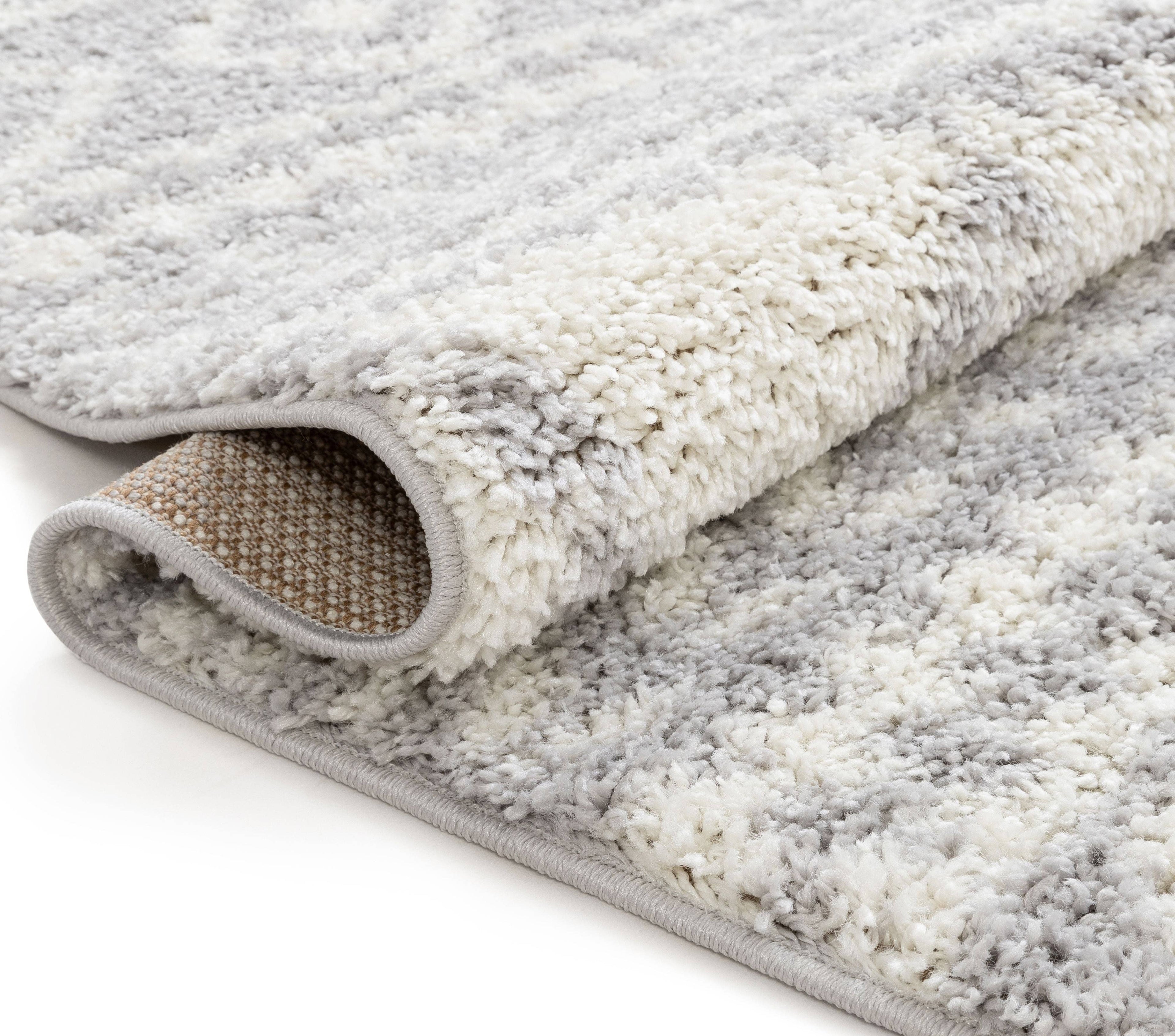 Cossima Tribal Moroccan Grey Shag Rug: 5'3" x 7'3"
