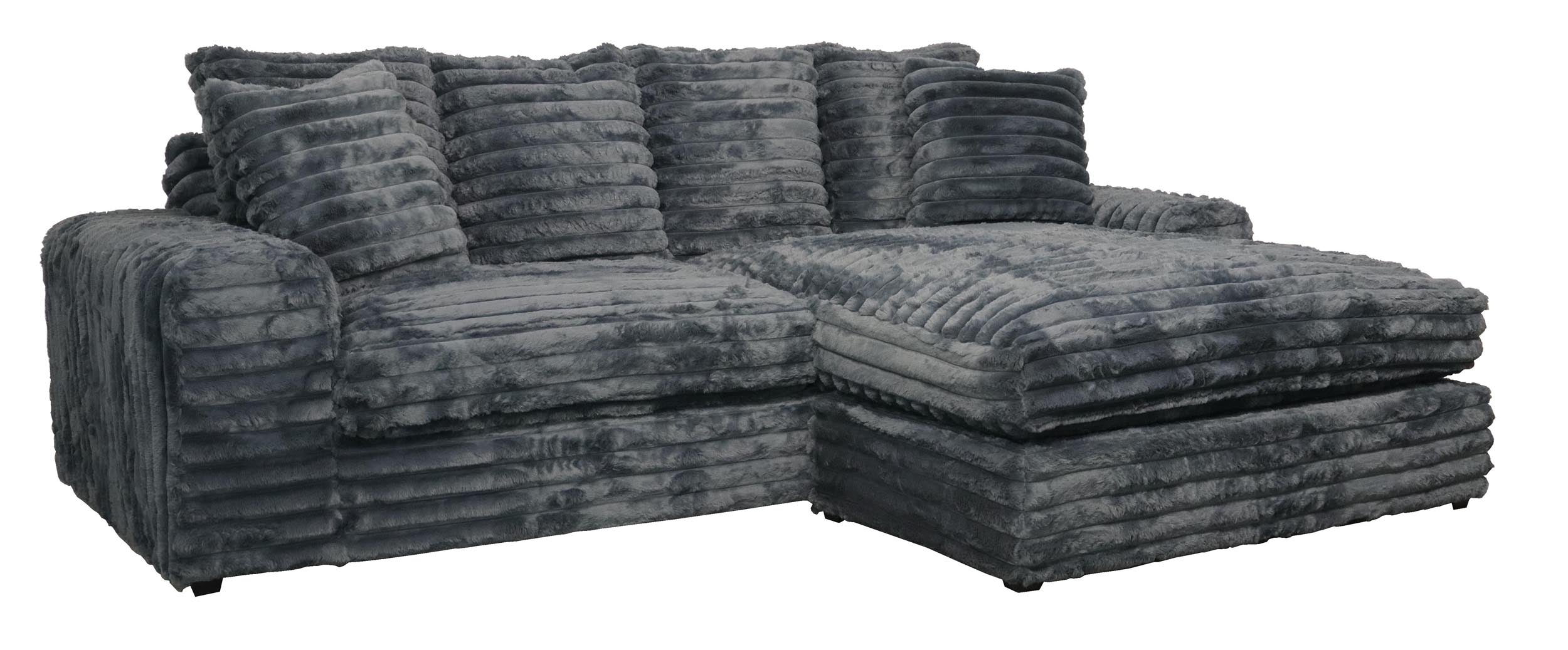 Teddy Bear Gunmetal Charcoal Gray Cuddler Chaise Sofa