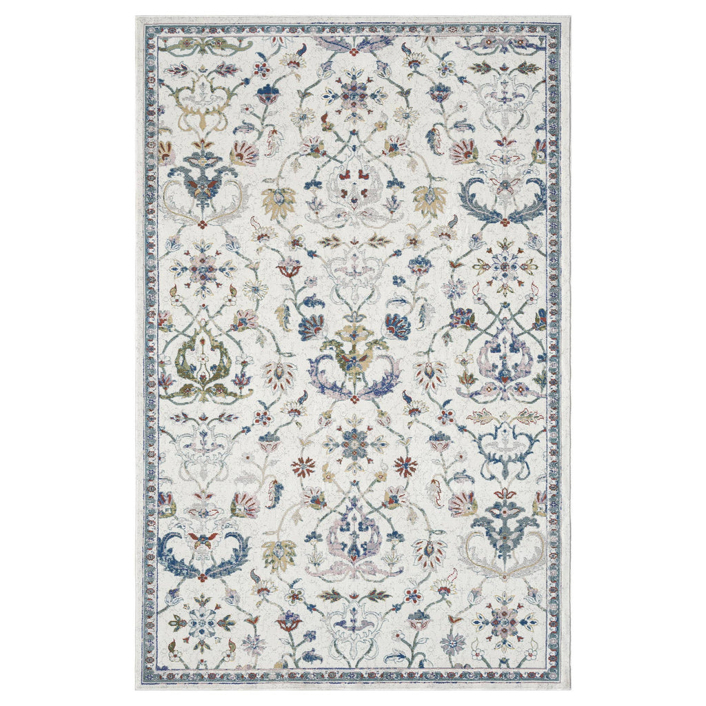 Garden Oriental Stylish Area Rug - Multi: Ivory/Blue / 5' x 8'