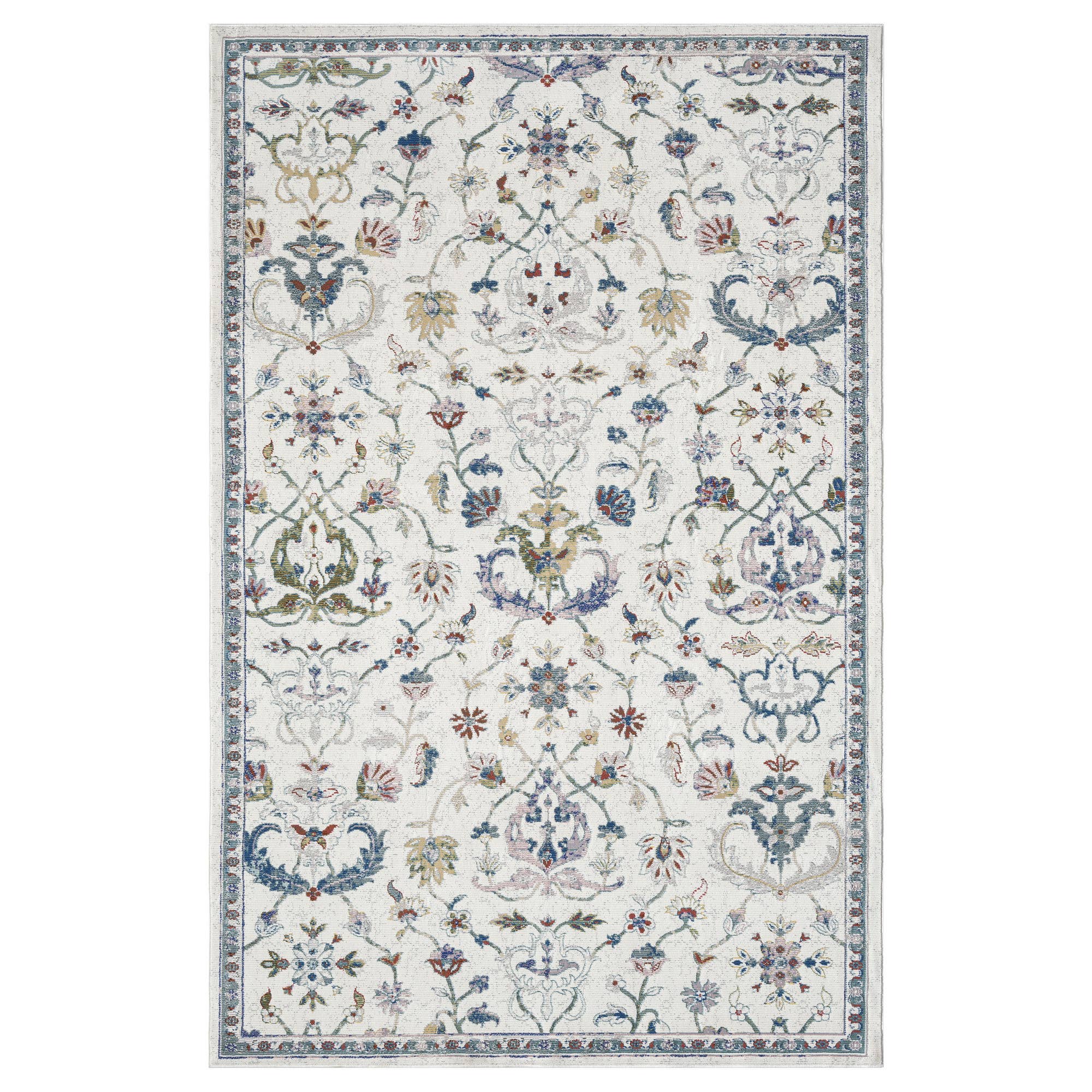 Garden Oriental Stylish Area Rug - Multi: Ivory/Blue / 5' x 8'