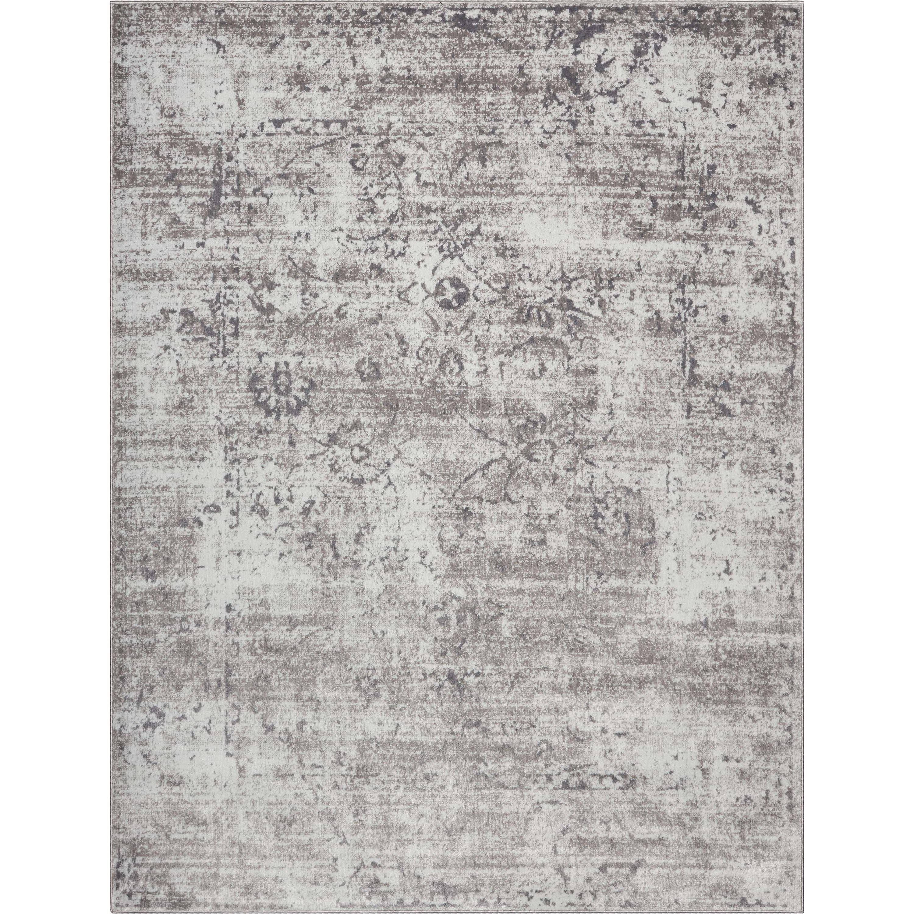 Thiva Vintage Oriental Floral Pattern Ivory Rug: 5'3" x 7'3"