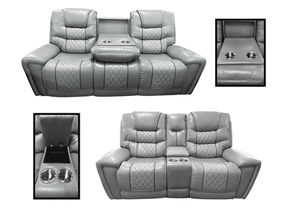 Light Gray and Cream Diamondback Gliding Recliner