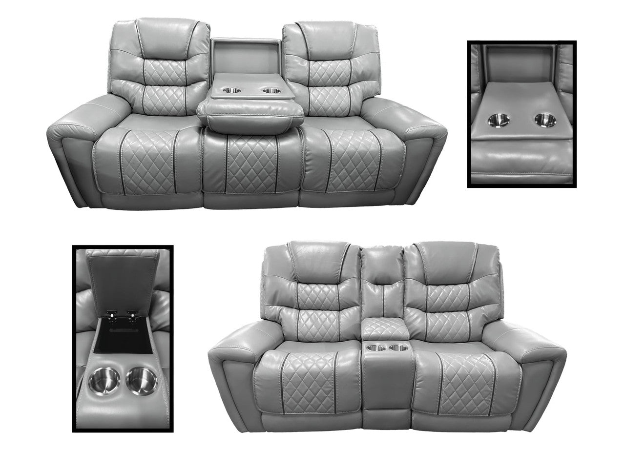 Diamondback Gray & Cream Reclining Sofa and Gliding Loveseat