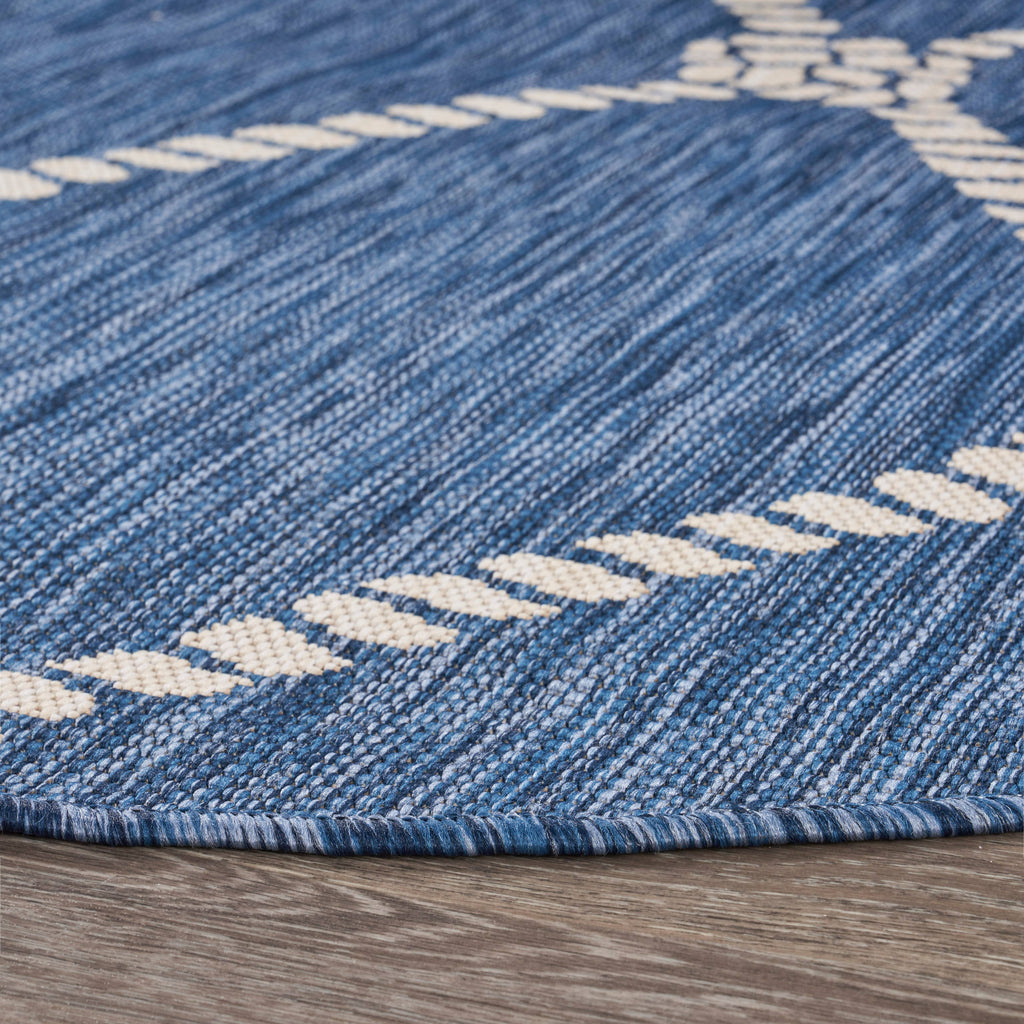 Samantha Nautical Knot Navy/White Indoor/Outdoor Area Rug: 5'3" x 7'