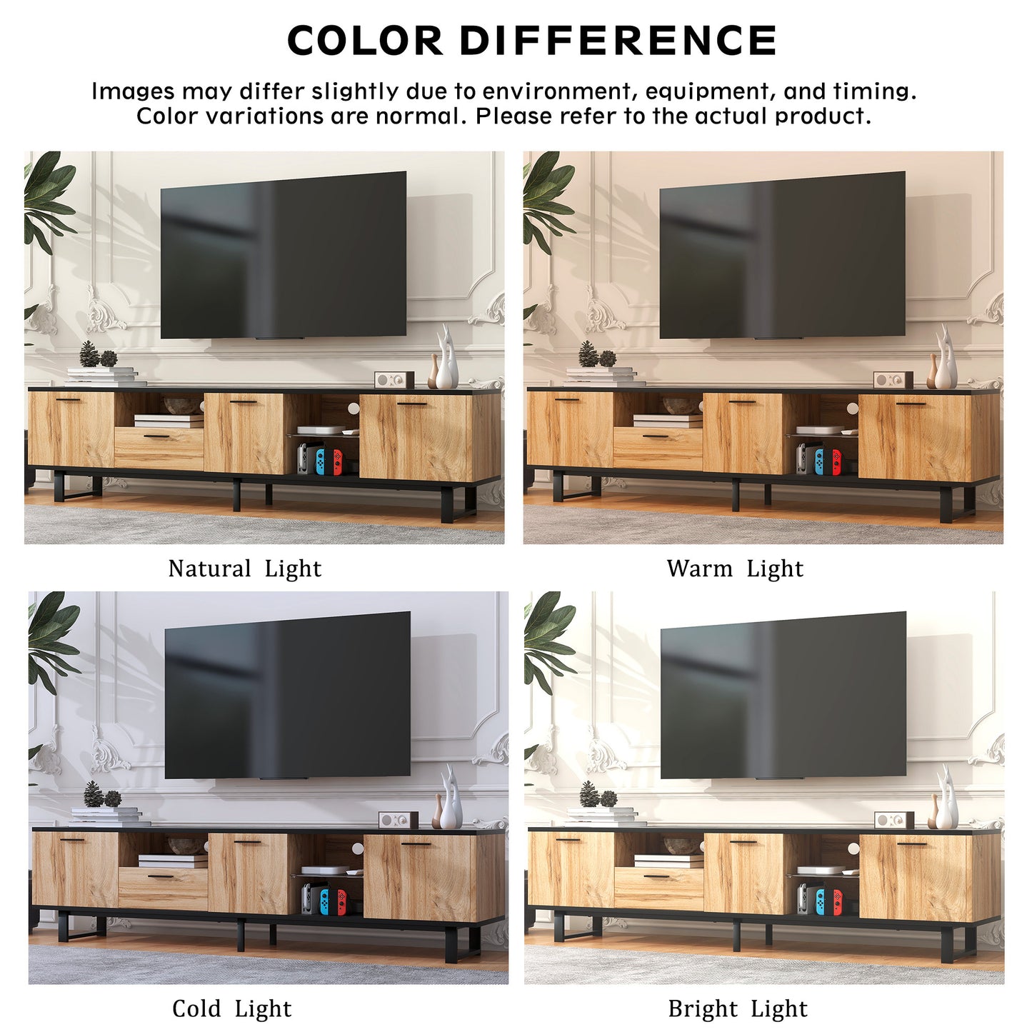 Modern TV Stand with 4 Cabinets& Open Shelves, Color-matching Media Console Table for TVs up to 80'', Entertainment Center with Drop Down Door for Living Room, Bedroom, Home Theatre