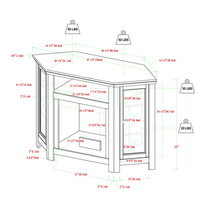 Classic Glass-Door Fireplace TV Stand for TVs up to 55" - White Oak