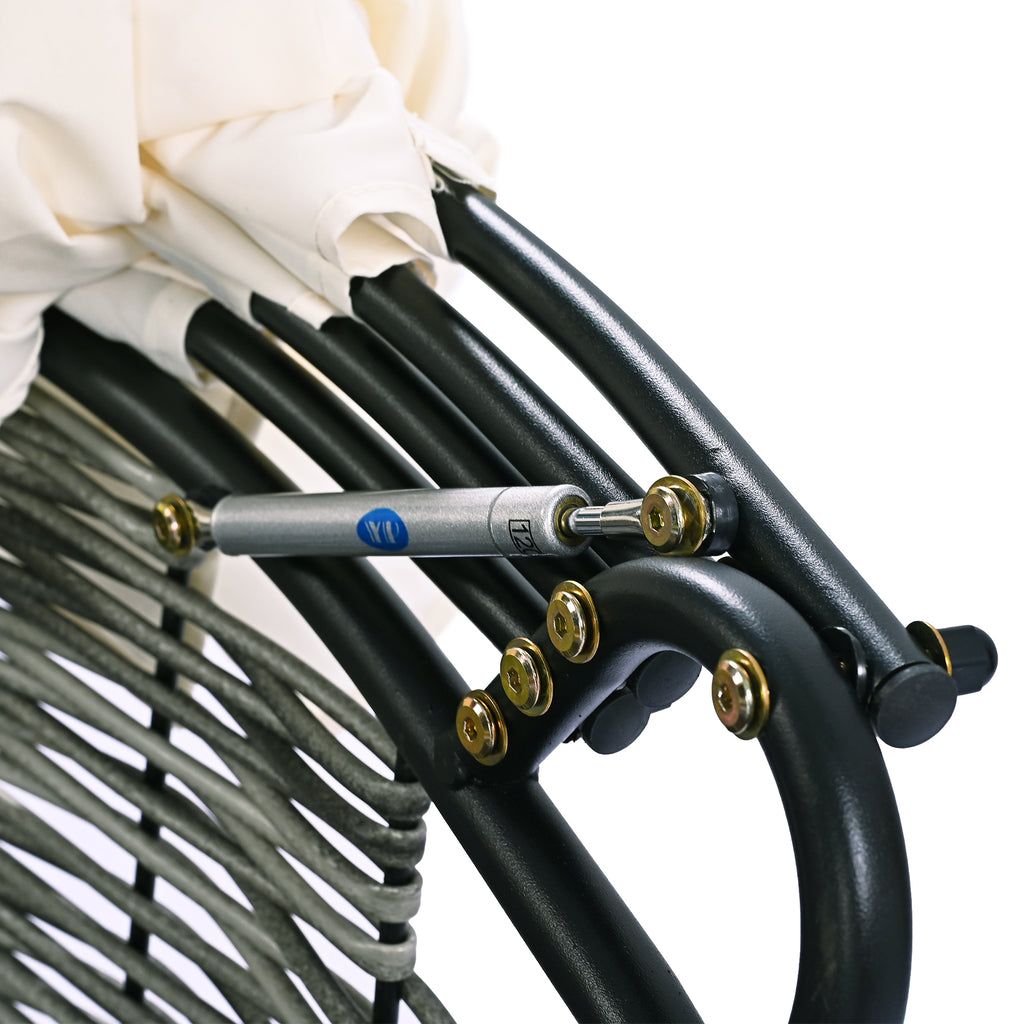 Daybed with Retractable Canopy, Outdoor Rattan PE Wicker Back Loveseat Sofa Set with Throw Pillows and Cushions for Backyard, Poolside, Garden, Beige