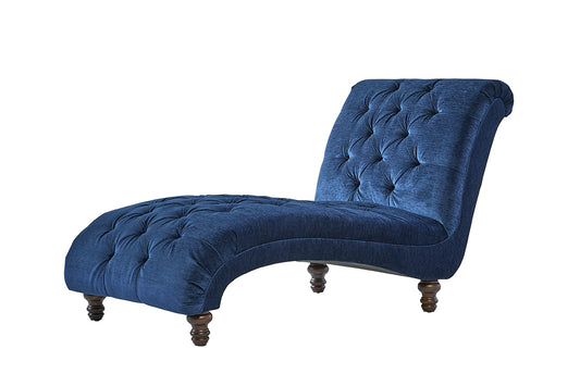 Lush Navy Tufted Lounging Chaise