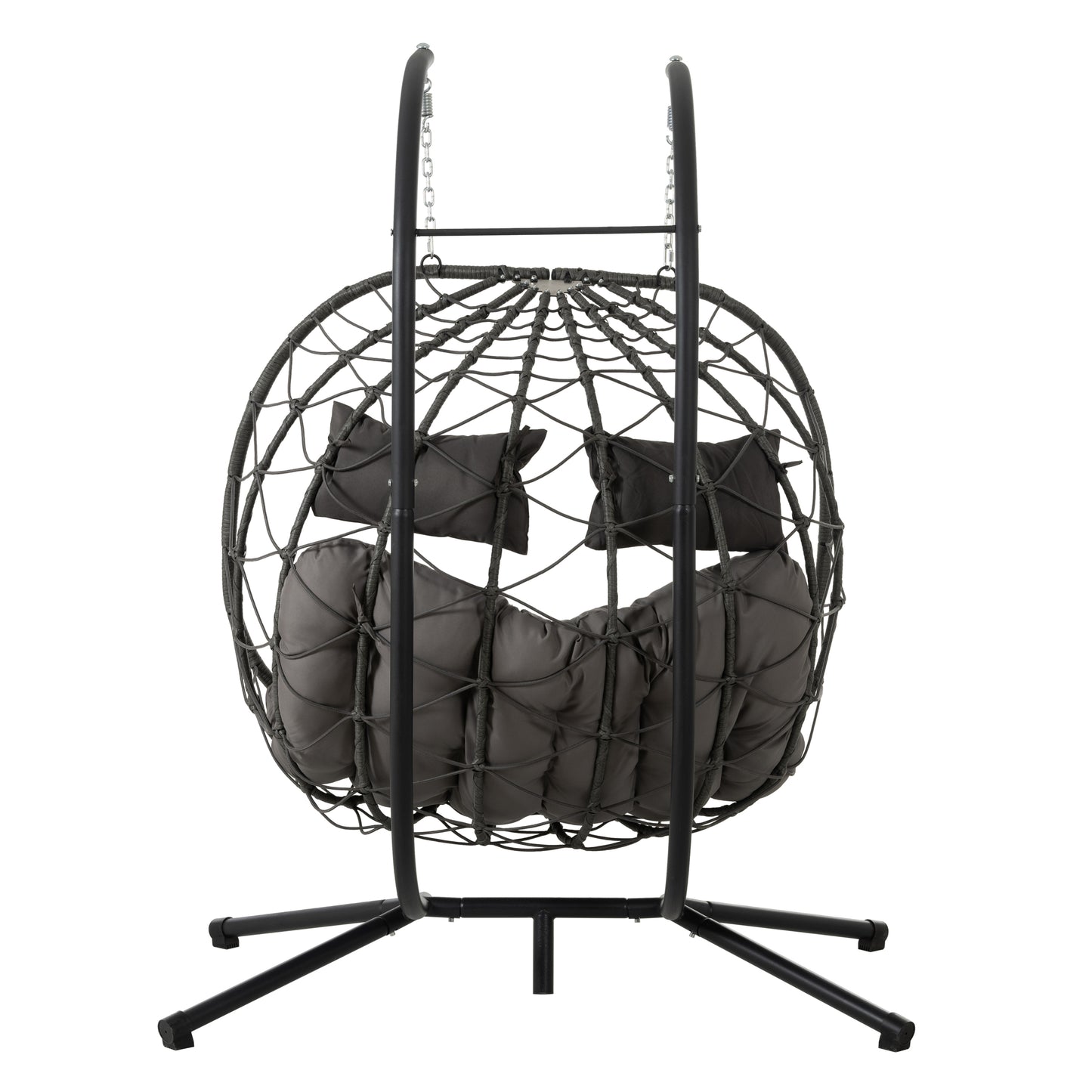 2 Persons Egg Chair with Stand Indoor Outdoor Swing Chair Patio Wicker Hanging Egg Chair Hanging Basket Chair with Stand for Bedroom Living Room Balcony