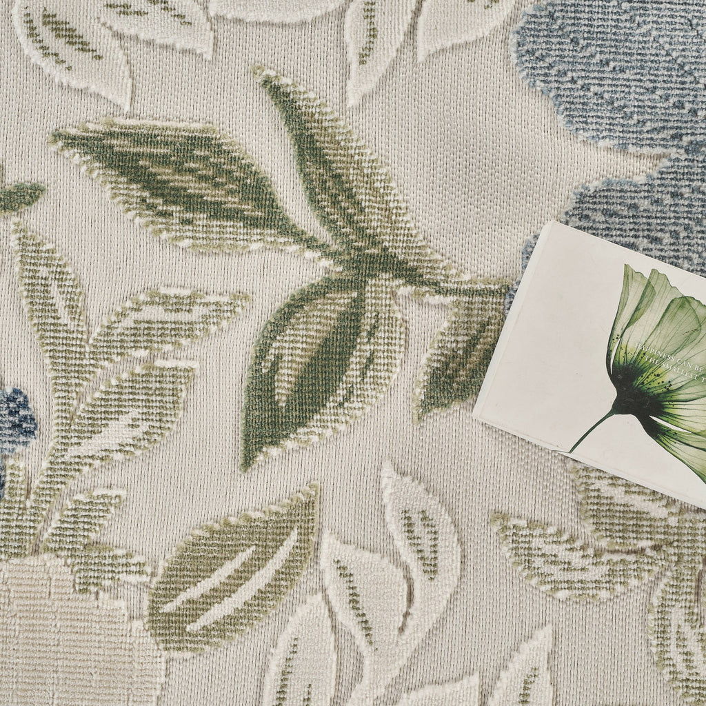 Abani SAK110A Sakura Blue Ivory Floral Indoor/Outdoor Rug: 5'3" x 7'7"