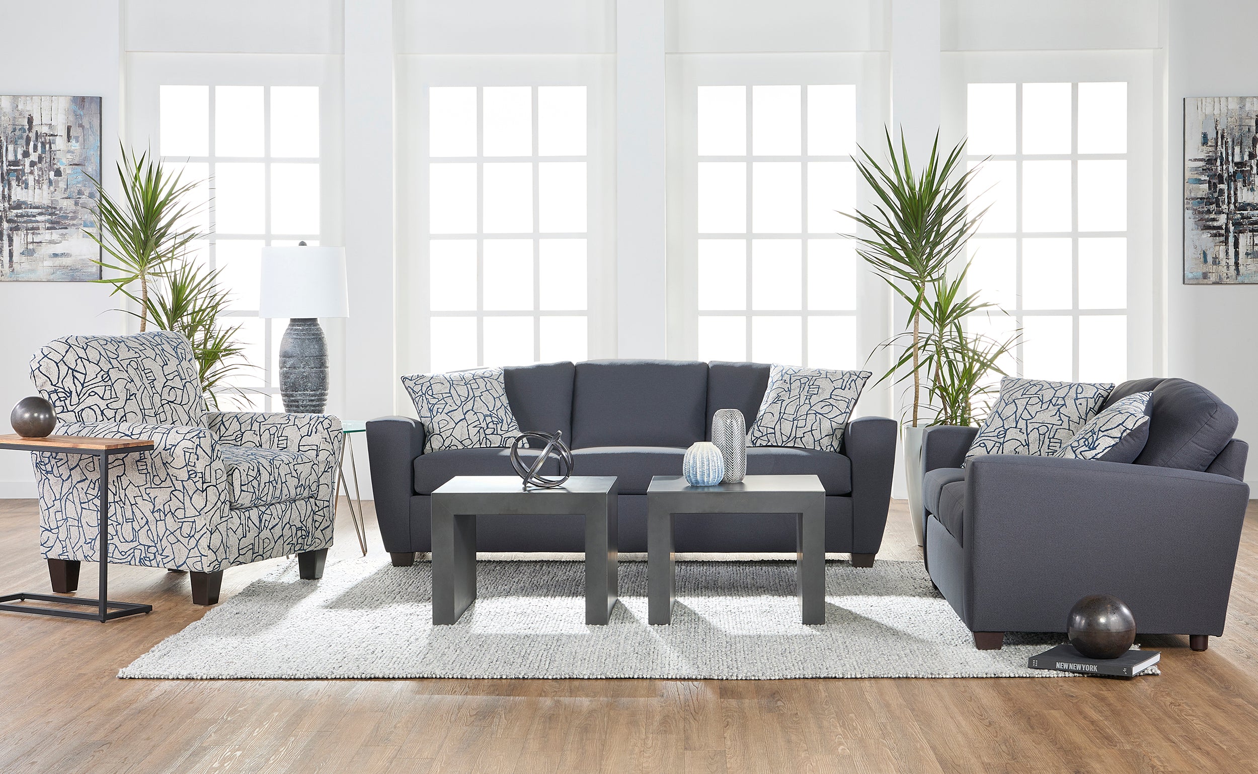 Layla Iron Gray Sofa and Loveseat