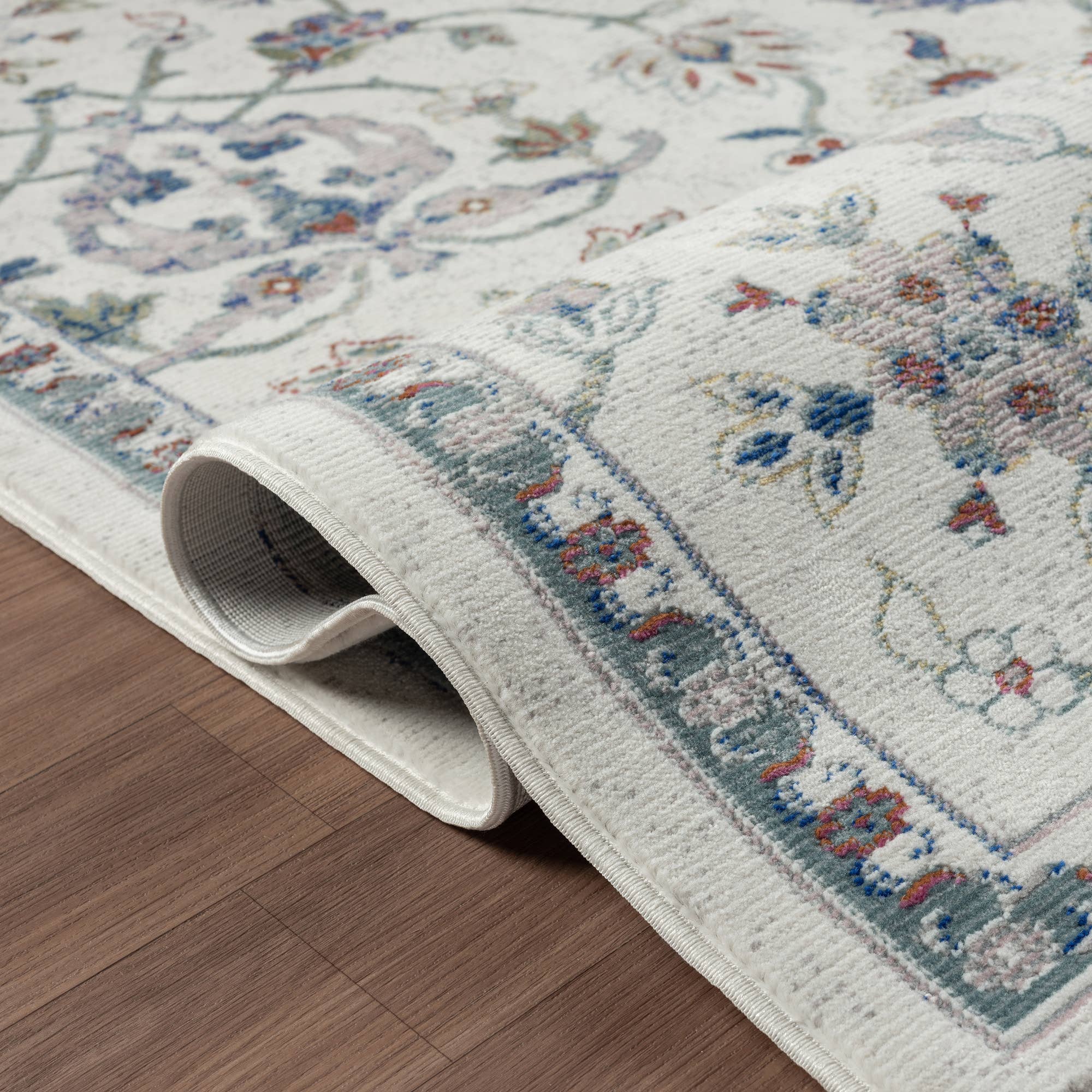 Garden Oriental Stylish Area Rug - Multi: Ivory/Blue / 5' x 8'