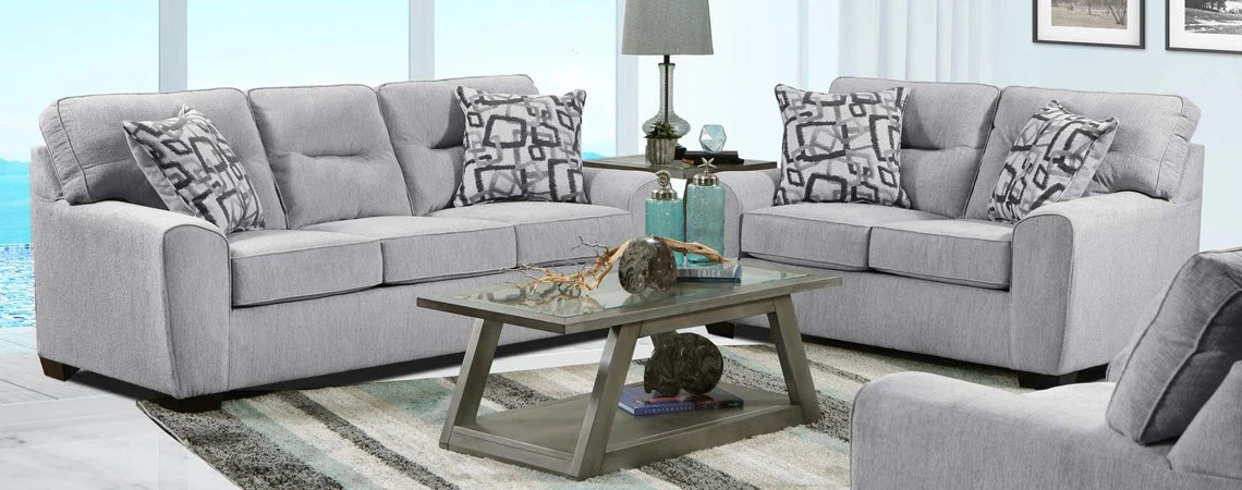 Avery Marble Linen Gray Sofa and Loveseat