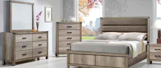 Rustic Gray Woodgrain King Bedroom Set