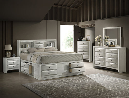 Emily Captain Neutral White King Bedroom Set