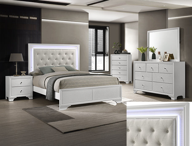Backlit LED Frost Queen Size Bedroom Set