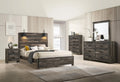 Shiplap Brown Lighted Queen Size Bedroom Set