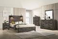 Shiplap Brown Lighted King Size Bedroom Set