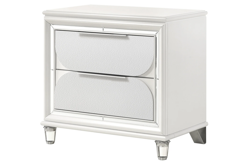 Eden White and Silver LED Upholstered King Size 7 pc. Bedroom Set