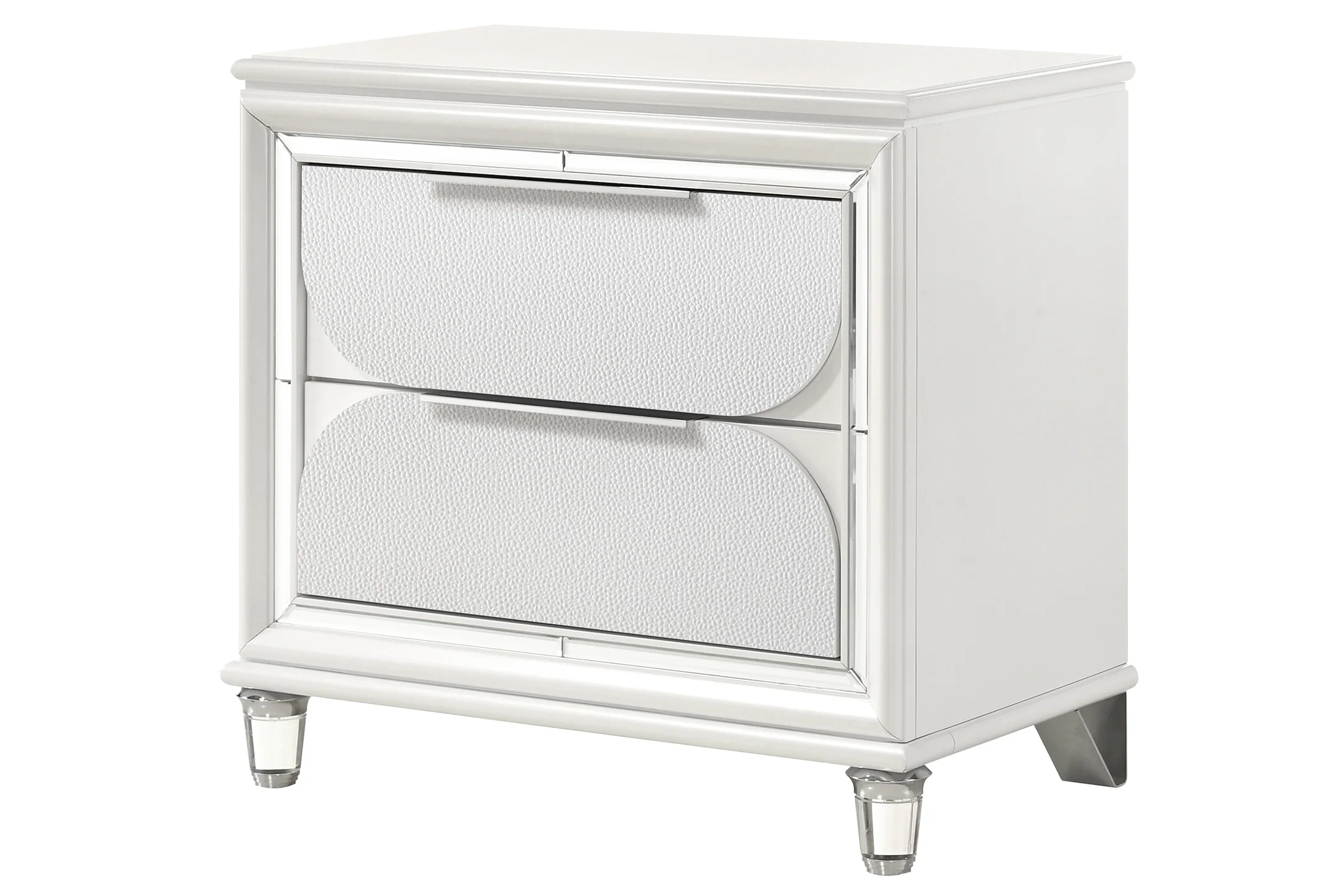Eden White and Silver LED Upholstered King Size 7 pc. Bedroom Set