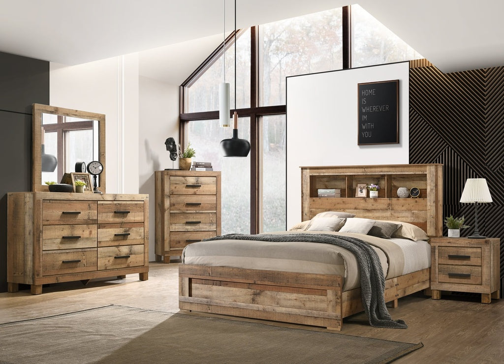 Rustic Farmhouse Bookcase Full Size Bedroom Set
