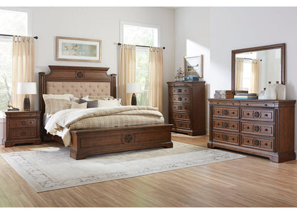 Hollywood Mansion Storage Antique Brown King Bedroom Set