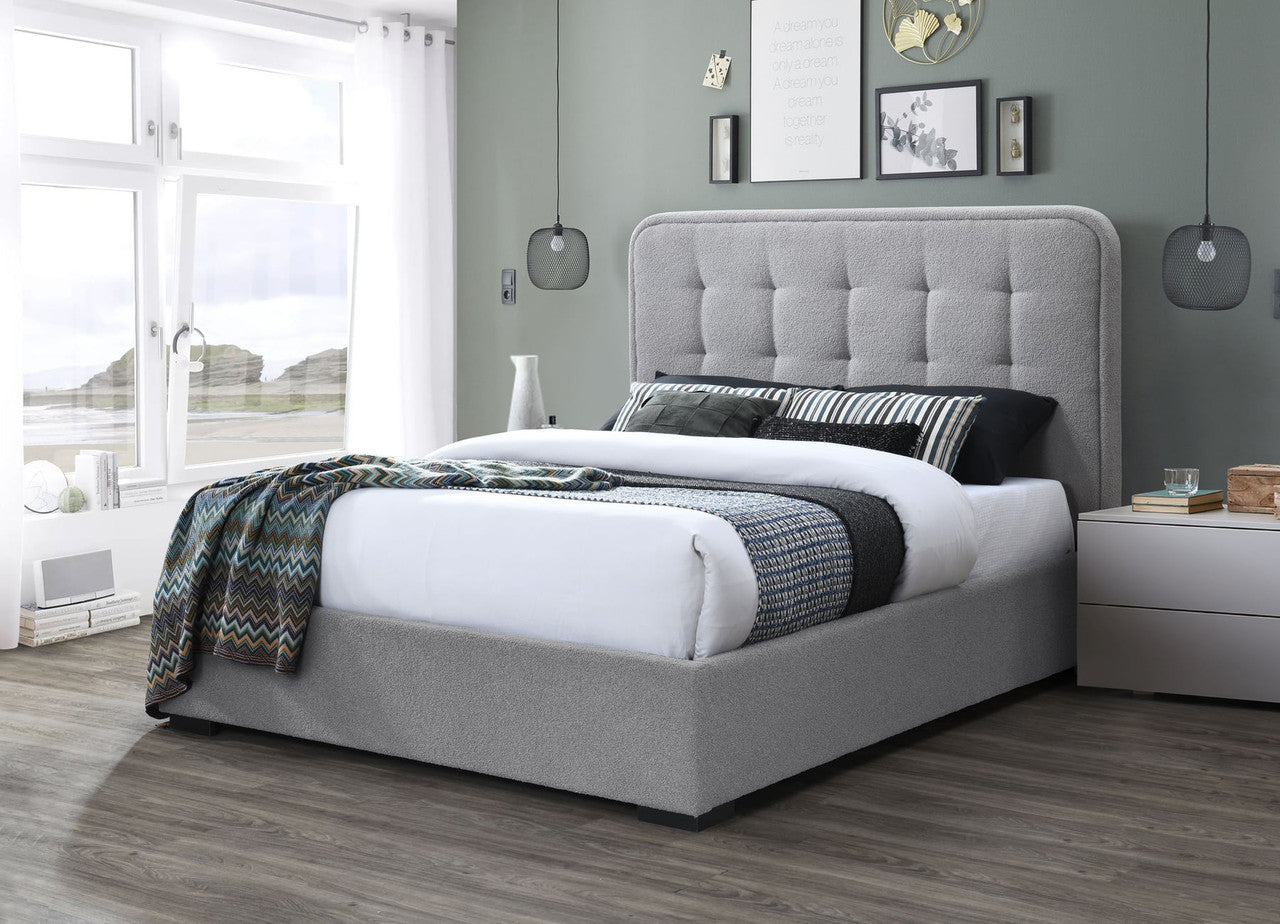 Slate Gray Upholstered Queen Platform Bed
