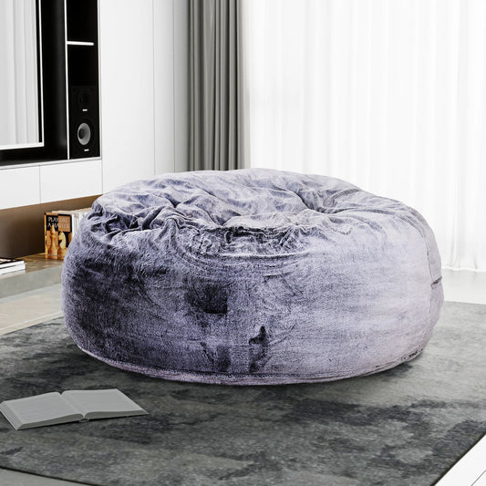 Sealy Gray Faux Fur Bean Bag Lounging Chair