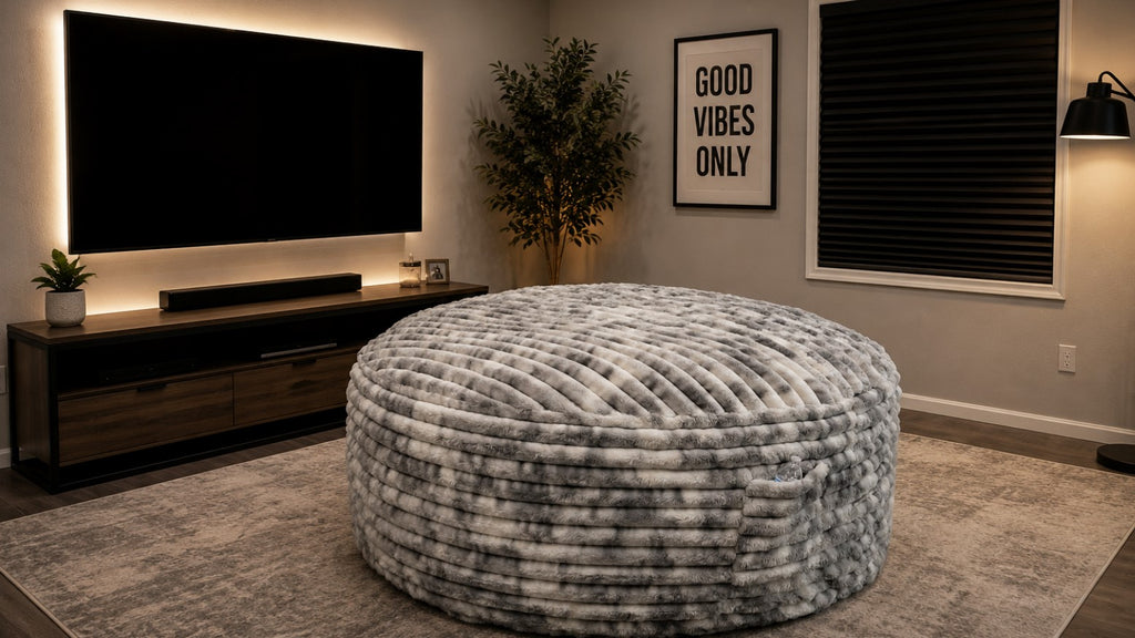 Extra Large 70" Round Gray Teddy Bear Bean Bag