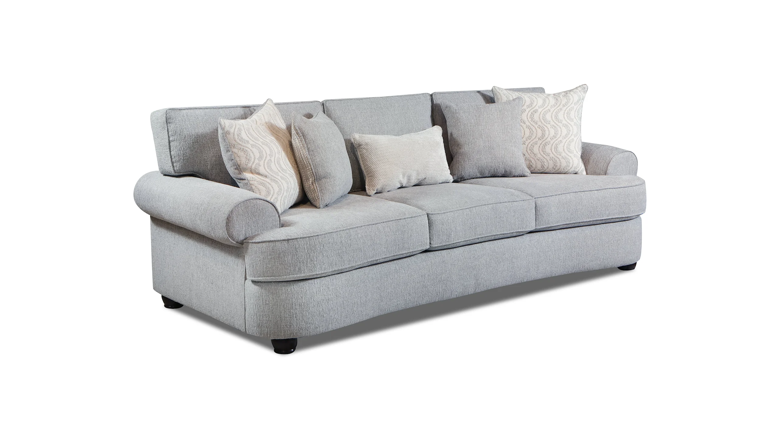 Curved Front Ash Gray Sofa and Extra Wide Chair