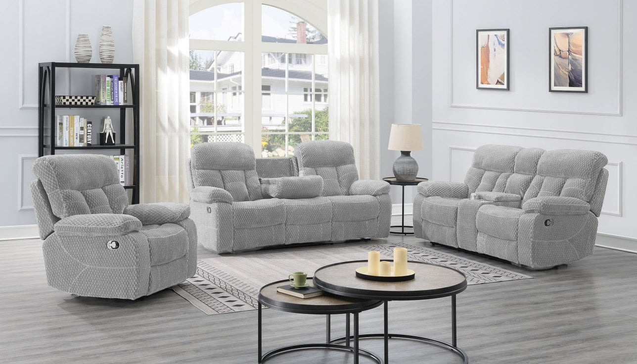 Stone Gray Reclining Sofa and Loveseat Set