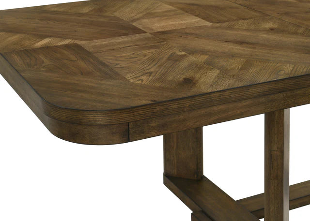 Broadmoor Wood Grain Leaf Dining Set with Upholstered Bench