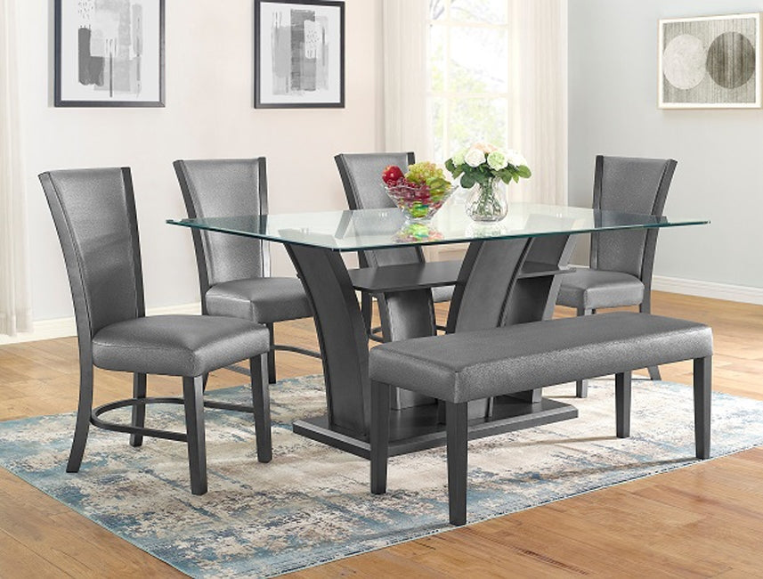 Camelia Glass Top Gray Dining Set