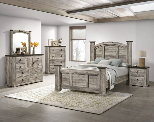 Two Tone Gray Poster King Bedroom Set