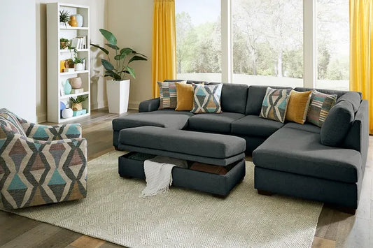 Gravel Charcoal Double Chaise Sectional