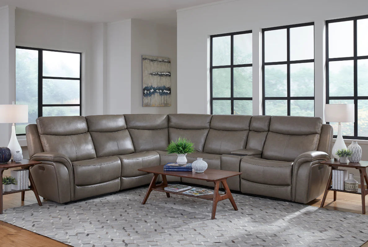 Zero Gravity Power Reclining Leather 6 Piece Sectional with Wireless Charging