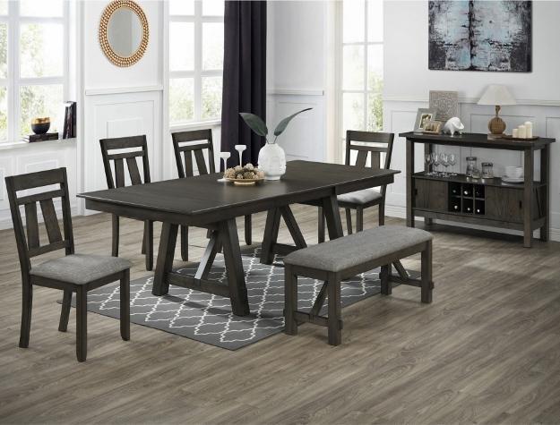 Farmhouse Charcoal and Wheat  Hidden Leaf  Dining Set