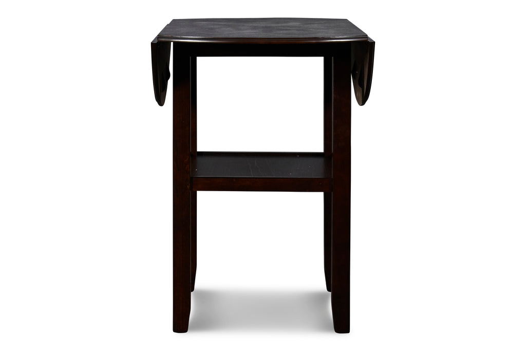Ebony Black and Dark Brown Dropleaf Dining Table and Two Chairs