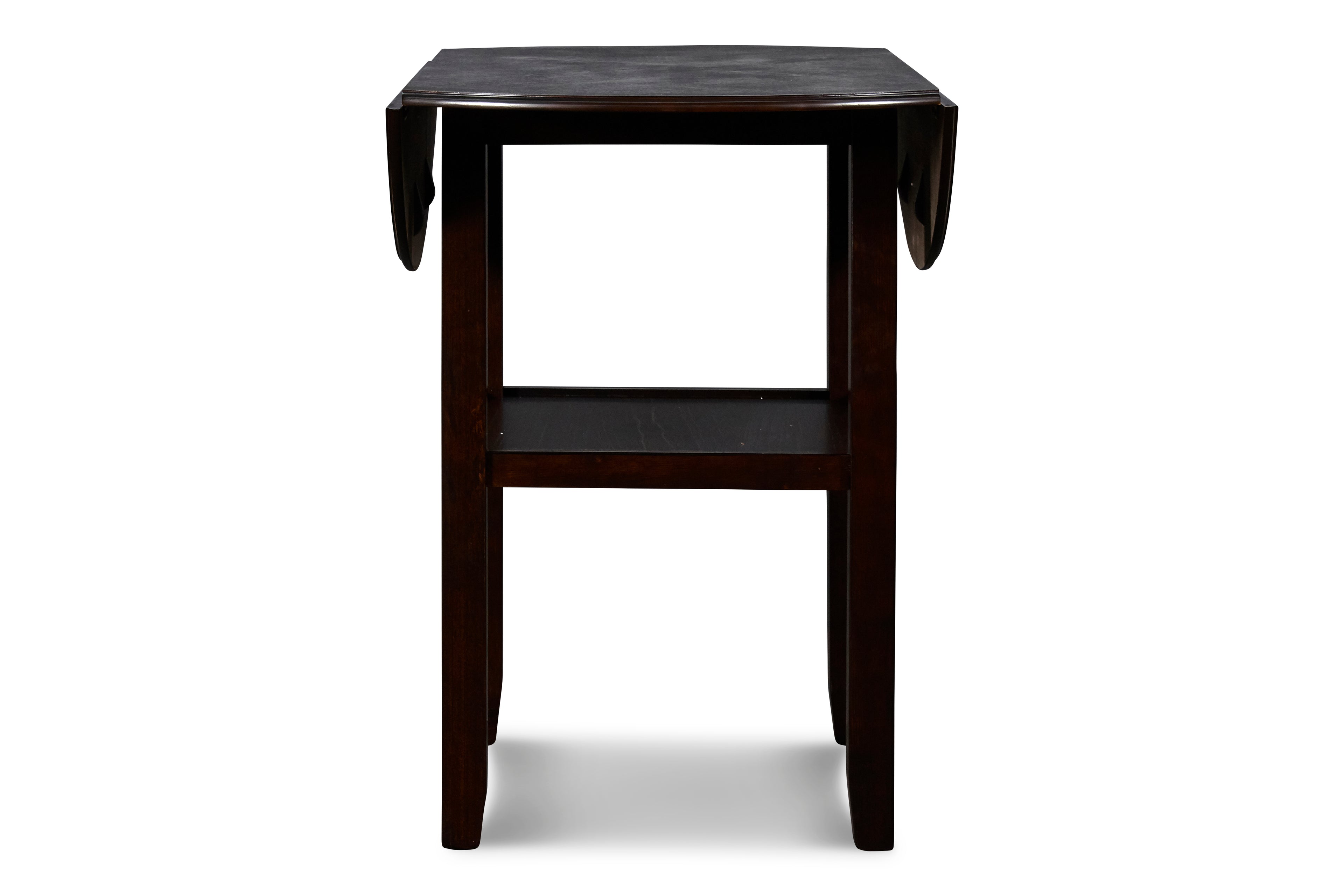 Ebony Black and Dark Brown Dropleaf Dining Table and Two Chairs