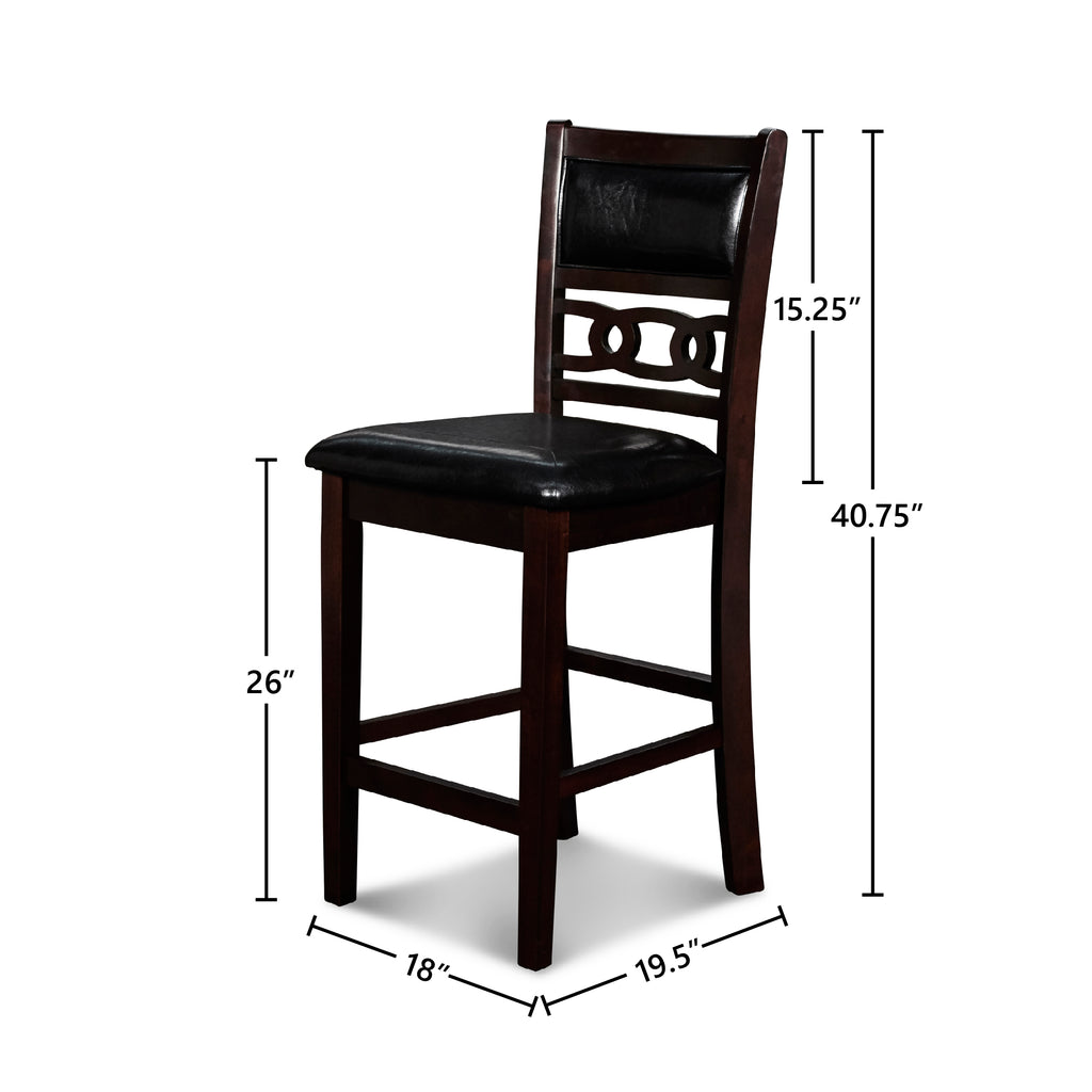 Ebony Black and Dark Brown Dropleaf Dining Table and Two Chairs