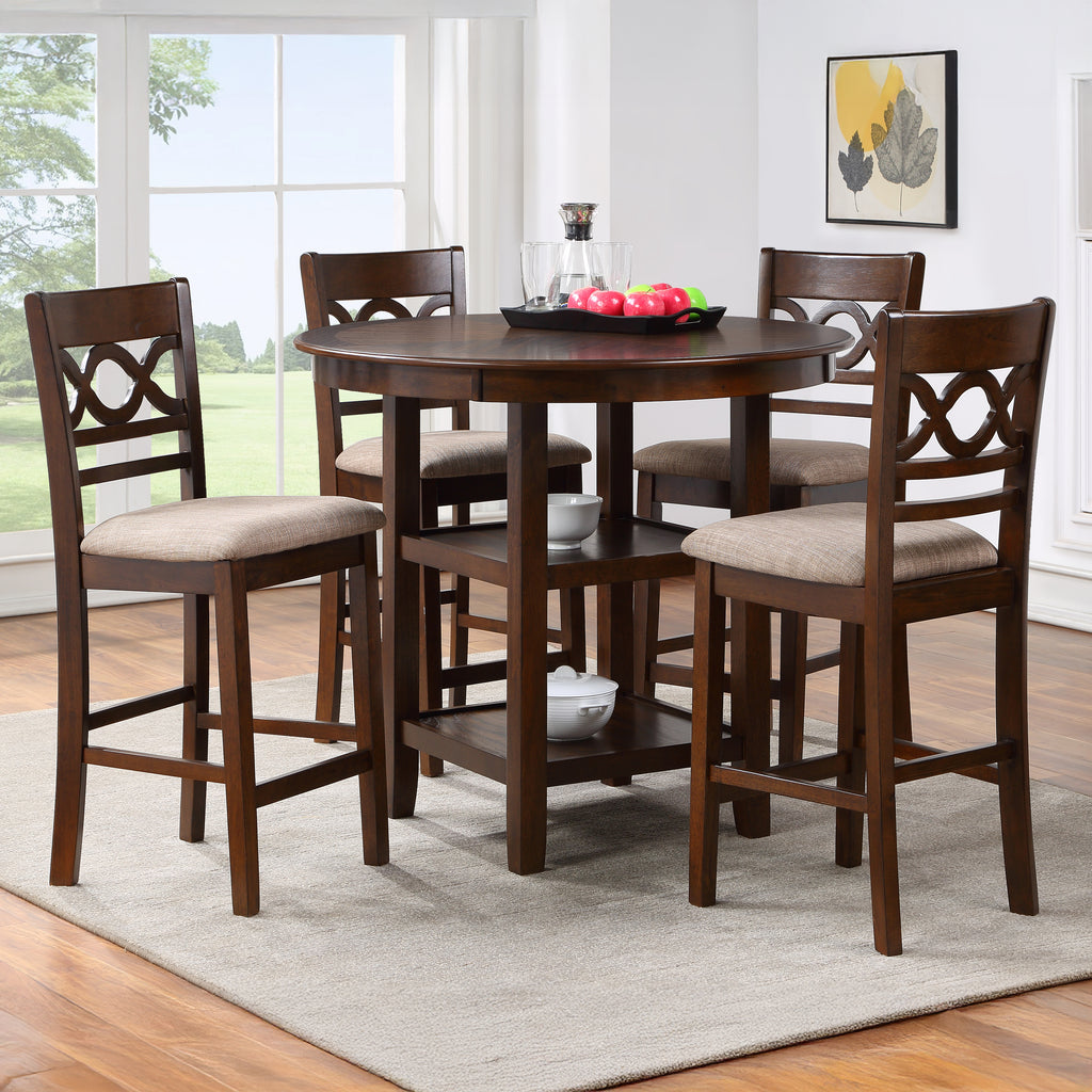 Brown Cherry Round Counter Dining Set