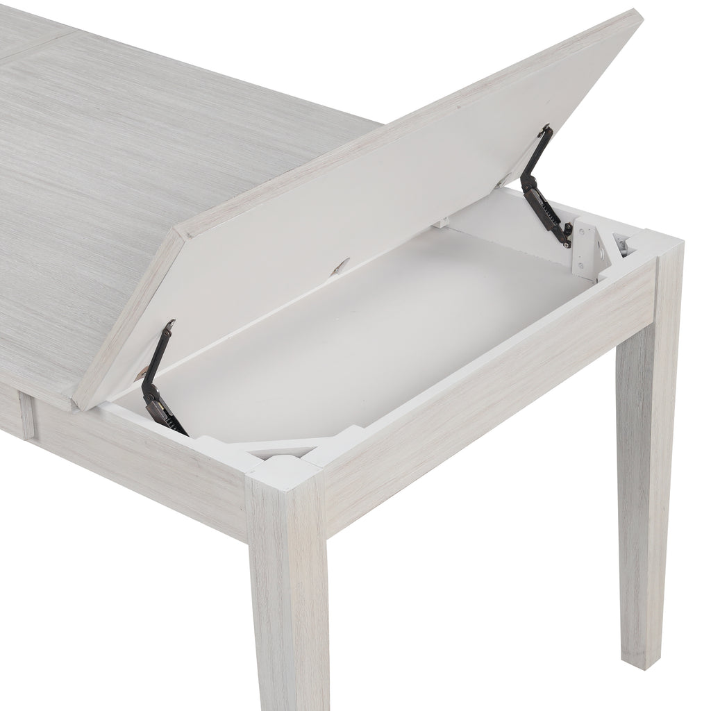 Echo Whitewash Lift Top Storage Dining Table and Six Chairs