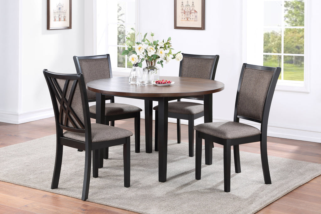 Potomac 48" Round Brown and Black Dining Set