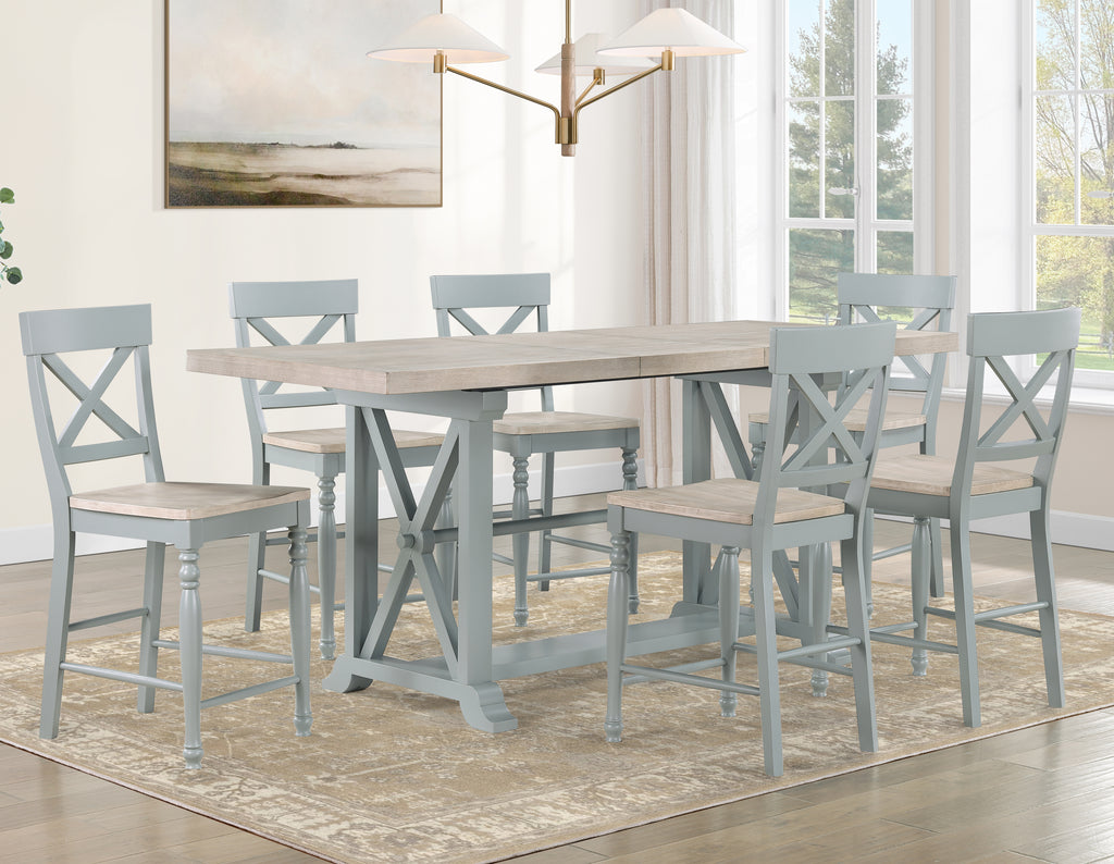 Darcy Parchment and Mint Green 7 pc. Counter Dining Collection