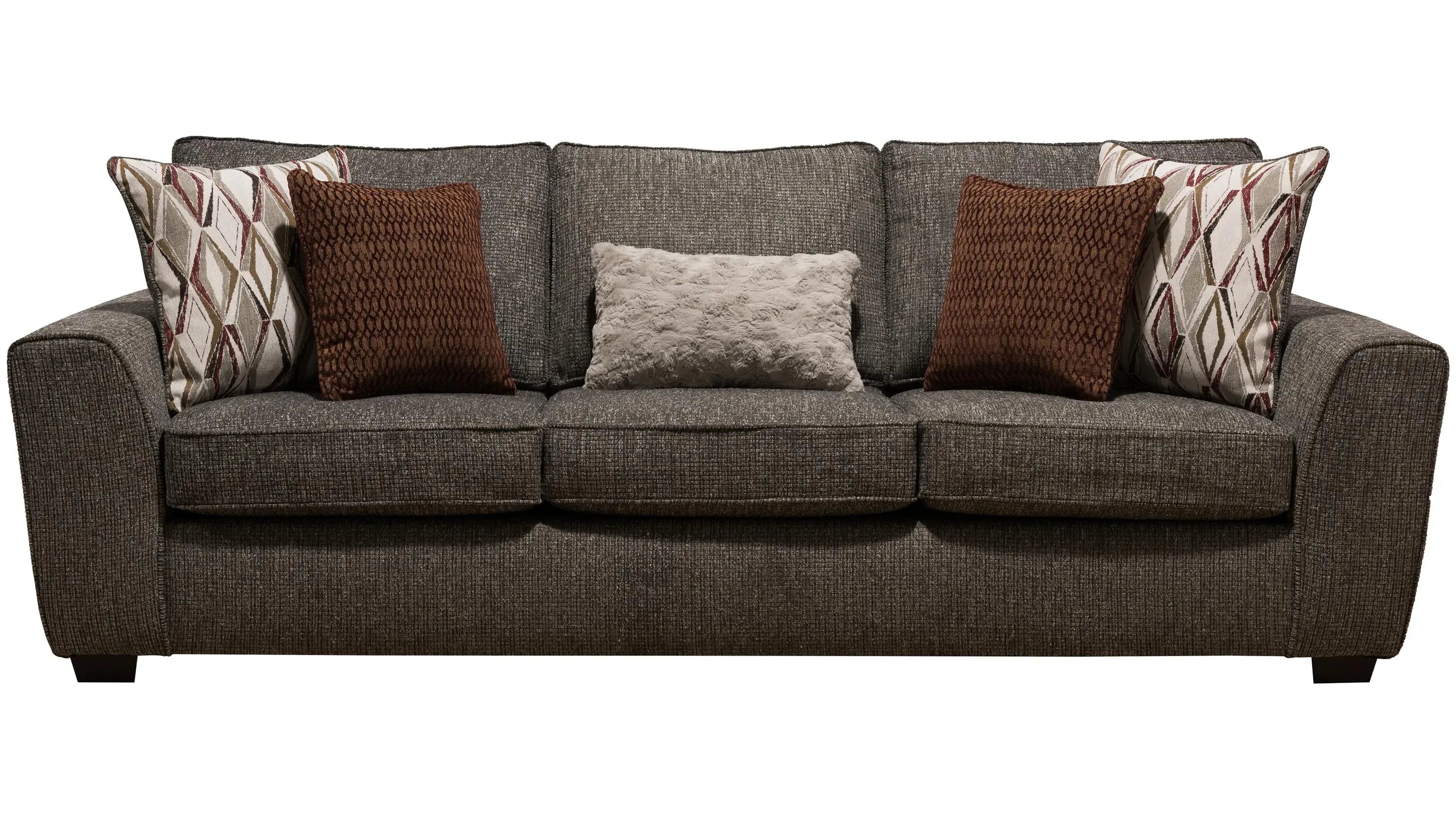 Fossil Gray/Brown Textured Fabric Sofa and Loveseat