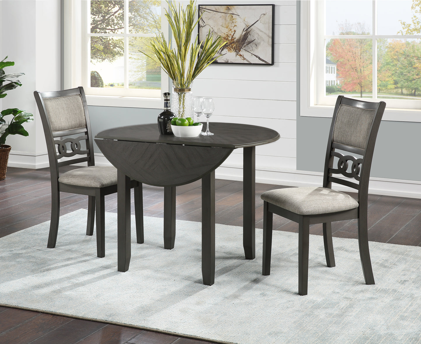 Gray Drop Leaf Starburst 3 Piece Dining Set