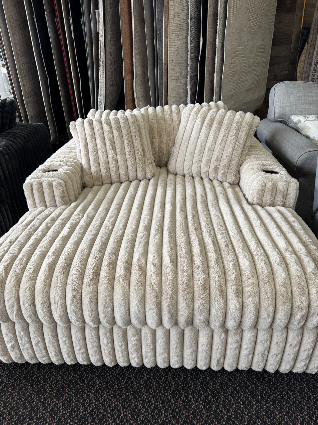 Extra Soft Teddy Bear Champagne Theater Chaise Sofa
